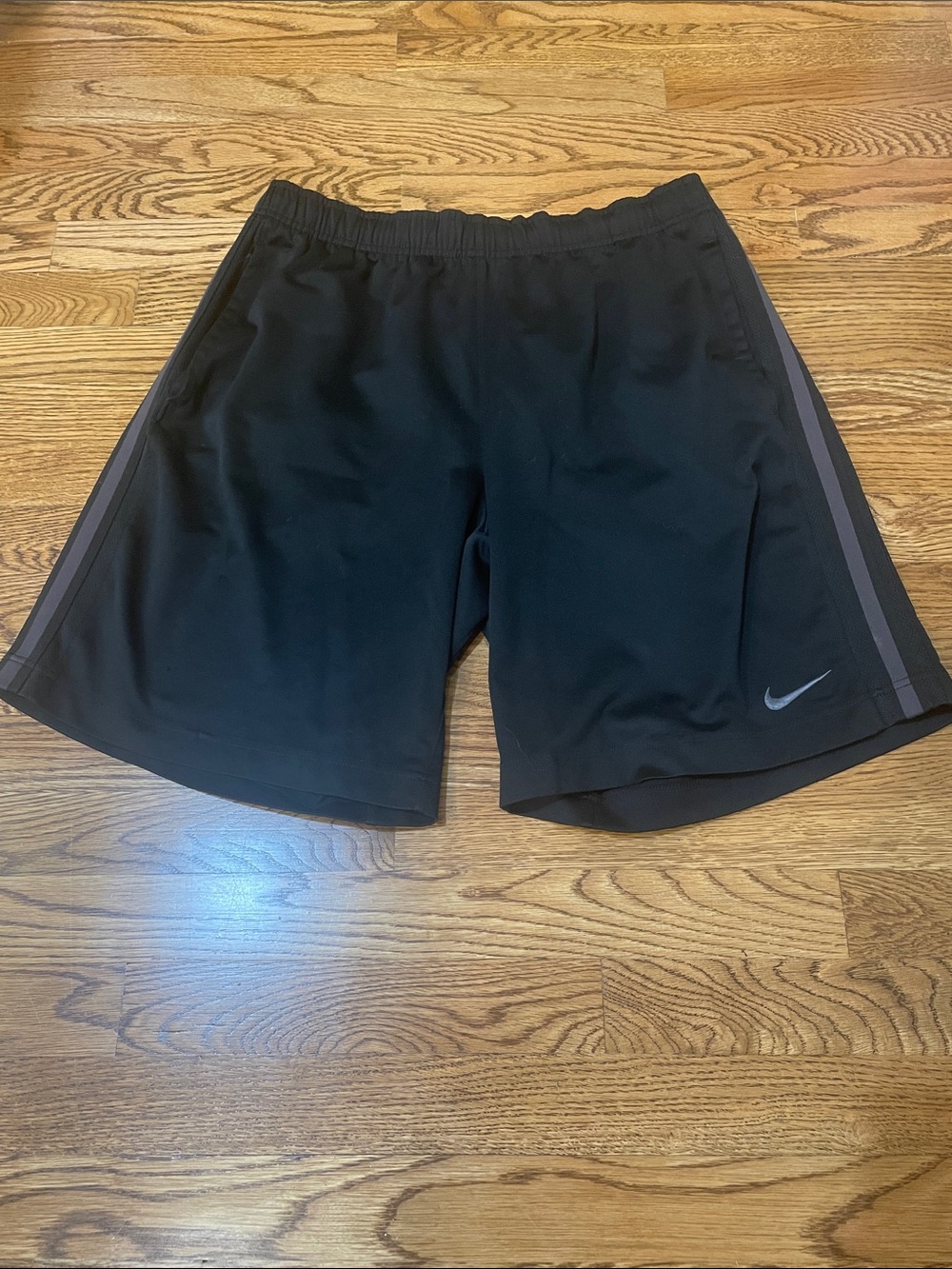 Nike Black Men’s Athletic Shorts with Gray Side Stripes